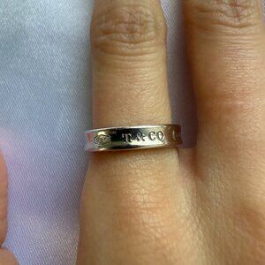 Tiffany & Co. 1837 Narrow Sterling Silver Ring, Sv 925 Stacking Band, Size 4.5